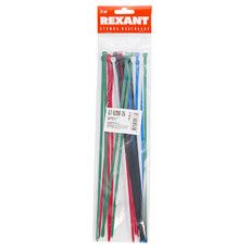 Хомут-стяжка нейлоновая REXANT 300x4,8 мм, цветная, упаковка 25 шт.