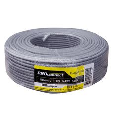 PROconnect Кабель витая пара омедненный, U/UTP, категория 5e, PVC, 4PR, 24AWG, внутренний, серый, 100 м