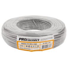 PROconnect Кабель витая пара омедненный, F/UTP, категория 5e, PVC, 4PR, 24AWG, внутренний, серый, 50 м