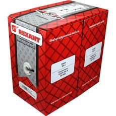 REXANT Кабель витая пара U/UTP, категория 5e, PVC, 4PR, 24AWG, внутренний, многожильный, серый, 305 м