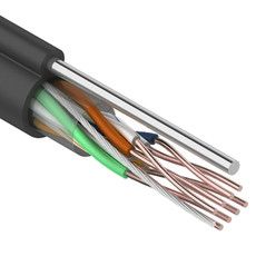 REXANT Кабель витая пара U/UTP, категория 5e, PE, 4PR, 24AWG, внешний, черный, с тросом, 305 м
