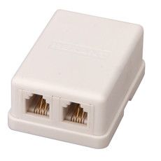 Розетка телефонная внешняя, 2 порта RJ-14(6P-4C), категория 3 (50 шт/уп) REXANT 