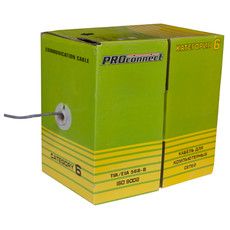 PROconnect Кабель витая пара омедненный, U/UTP, категория 6, PVC, 4PR, 23AWG, внутренний, серый, 305 м