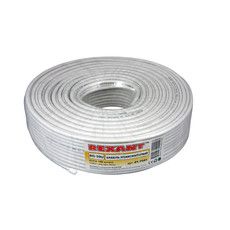 Кабель коаксиальный REXANT RG-59U+Cu, 75 Ом, Cu/Al/Cu, 64%, бухта 100 м, белый