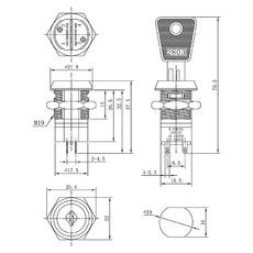 Выключатель ключ Ø19 250V 2А (4с) ON-ON  REXANT