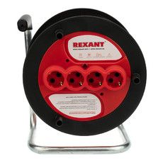 Удлинитель-шнур на катушке REXANT ПВС 3х1.5, 30 м, 4 гнезда, с/з, 16 А, 3300 Вт, IP20, оранжевый (Сделано в России)