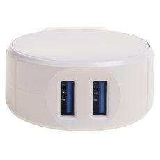 Сетевое зарядное устройство 2хUSB (СЗУ) (5 V,2100 mA+1000 mA ) белое REXANT