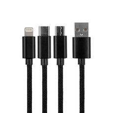 USB 3 в 1 кабель Lightning/Type-C/micro USB/nylon/1m/REXANT