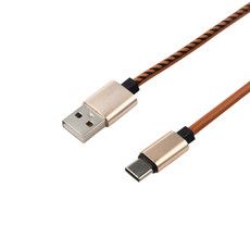 Кабель USB-Type-C/2A/leather/brown/1m/REXANT