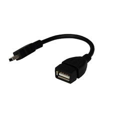 USB кабель OTG mini USB на USB шнур 0.15 м черный REXANT