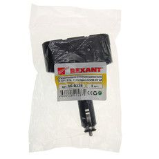 Разветвитель автоприкуривателя 2 гнезда 1хUSB (5 V 1000 mA) REXANT