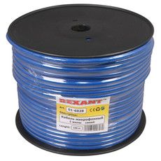 Кабель микрофонный REXANT 2х0,25 мм², ø 6,8 мм, синий, бухта 100 м