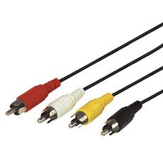 Шнур 4 RCA - 4 RCA, длина 1 метр, черный REXANT