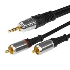 Шнур Стерео 3,5 мм - 2 RCA, длина 3 метра (GOLD-металл) REXANT