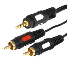 Шнур Стерео 3,5 мм - 2 RCA, длина 5 метров (GOLD) REXANT