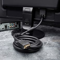 Шнур VGA - VGA с ферритами, длина  3 метра, черный (GOLD) REXANT