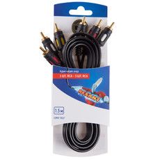 Шнур 3RCA - 3RCA REXANT, 1.5 м, GOLD