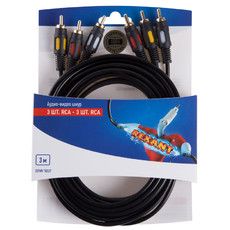 Шнур 3RCA - 3RCA REXANT, 3 м, GOLD