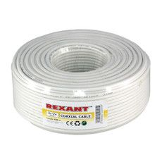 Кабель коаксиальный REXANT 3С-2V, 75 Ом, CCS/Al/Al, 48%, бухта 100 м, белый