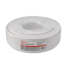 Кабель коаксиальный RG-6U, 75 Ом, CCS/Al/Al, 64%, белый, бухта 100 м REXANT