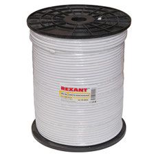 Кабель коаксиальный REXANT RG-6U+Cu, 75 Ом, Cu/Al/Cu, 75%, бухта 305 м, белый