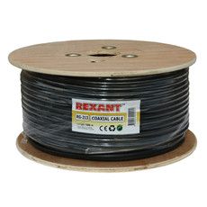 Кабель коаксиальный REXANT RG-213, 50 Ом, Cu/Cu, 96%, бухта 100 м, черный