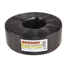 Кабель коаксиальный REXANT RG-58 A/U, 50 Ом, Cu/Al/Cu, 64%, бухта 100 м, черный