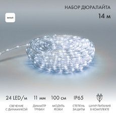 Дюралайт LED, свечение с динамикой (3W), 24 LED/м, белый, 14м