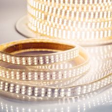 LED лента 220 В, 7.5x20 мм, IP67, SMD 2835, 276 LED/m, цвет свечения теплый белый, 50 м