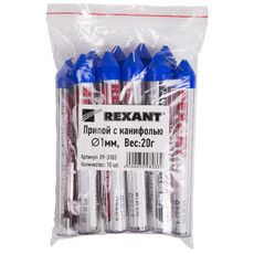 Припой с канифолью Ø 1.0 мм (олово 60%, свинец 40%), колба-карандаш 20 г REXANT